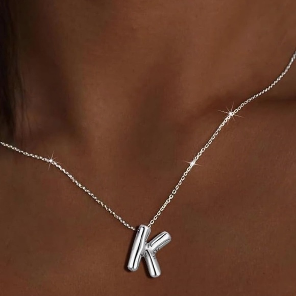BRAND NEW, STILL IN THE PACKAGE Trendy Bubble Initial Charm and Necklace, "K" - Picture 1 of 2